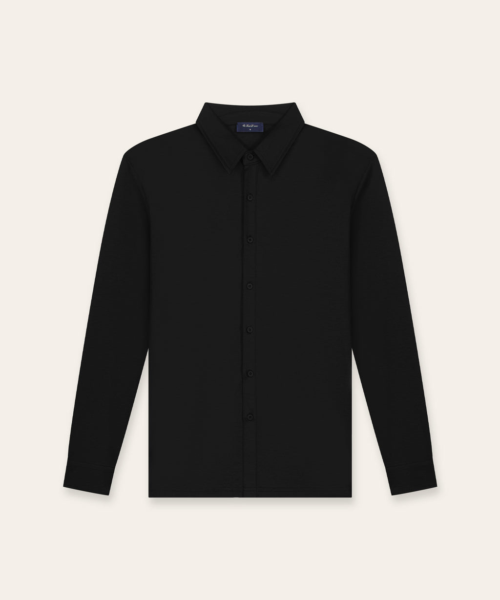Buttoned Longsleeve Polo | Black