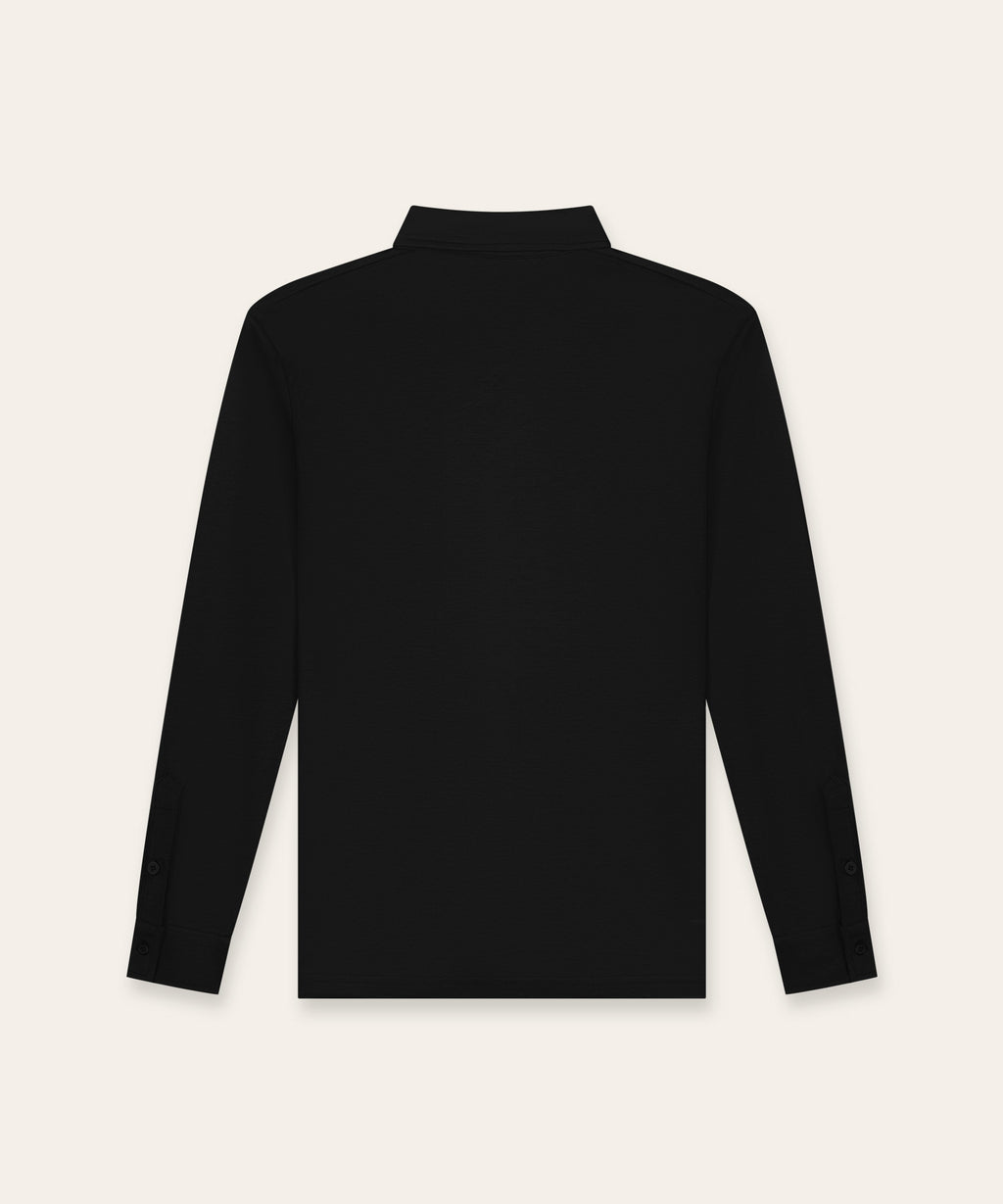 Buttoned Longsleeve Polo | Black