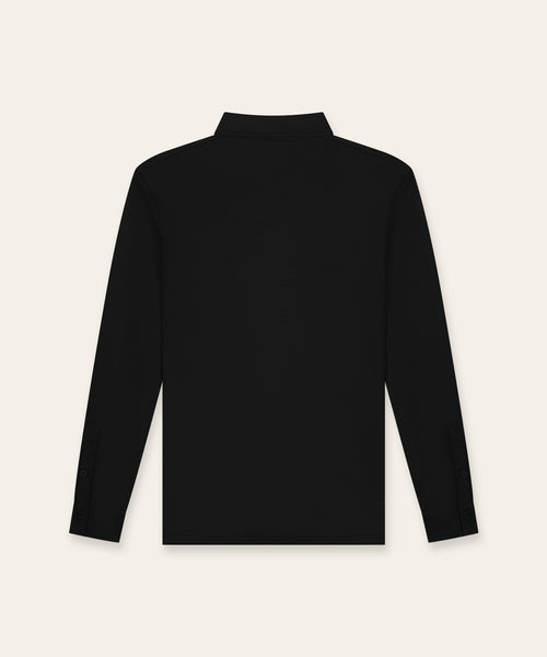 Buttoned Longsleeve Polo | Black