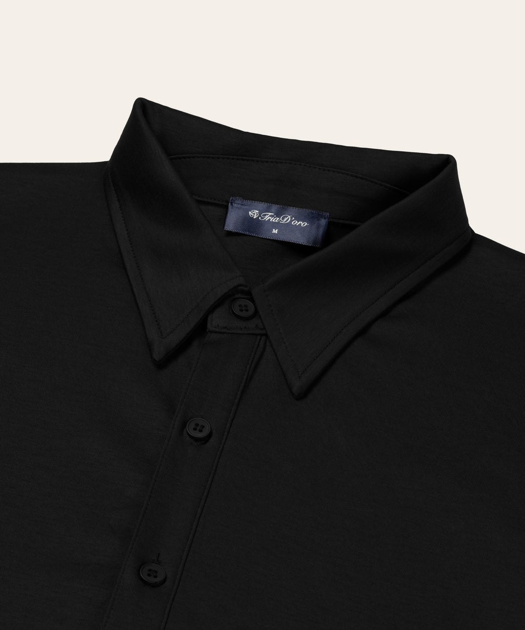 Buttoned Longsleeve Polo | Black