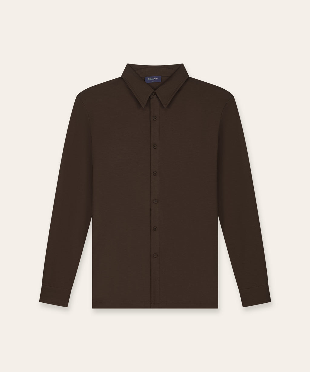 Buttoned Longsleeve Polo | Brown