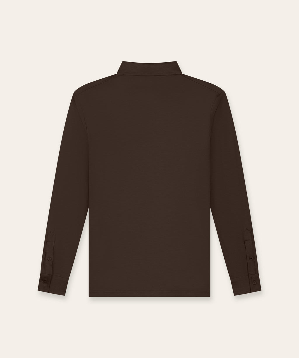 Buttoned Longsleeve Polo | Brown