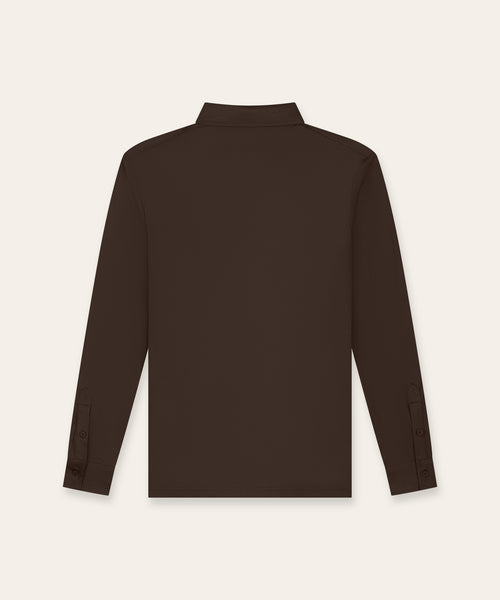 Buttoned Longsleeve Polo | Brown