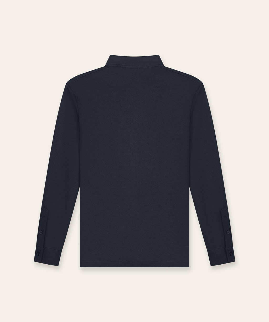 Buttoned Longsleeve Polo | Navy