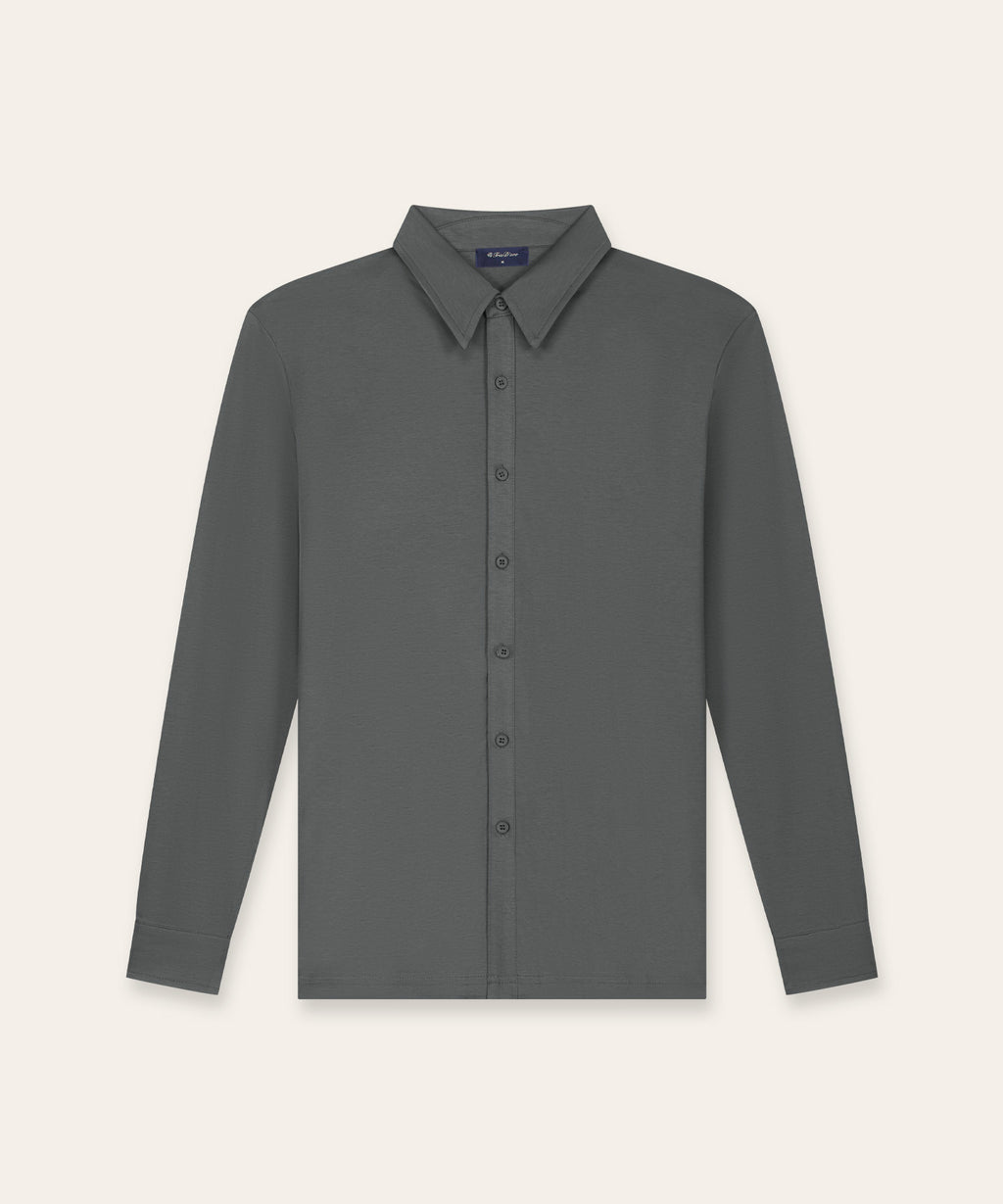 Buttoned Longsleeve Polo | Slate Grey