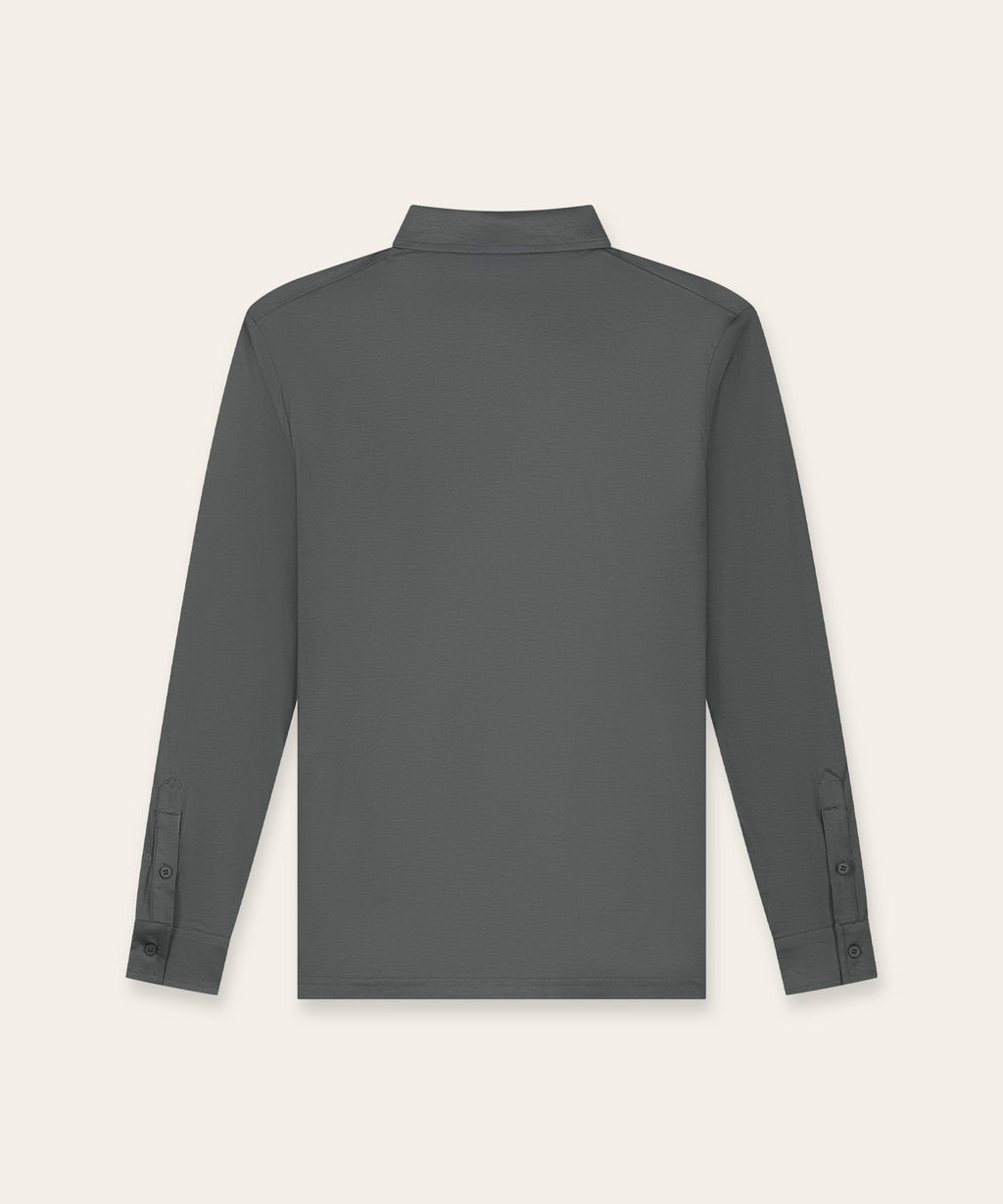 Buttoned Longsleeve Polo | Slate Grey