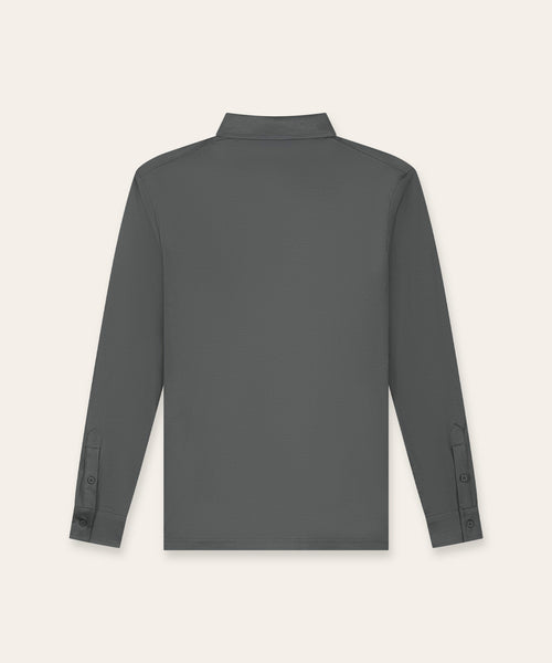 Buttoned Longsleeve Polo | Slate Grey