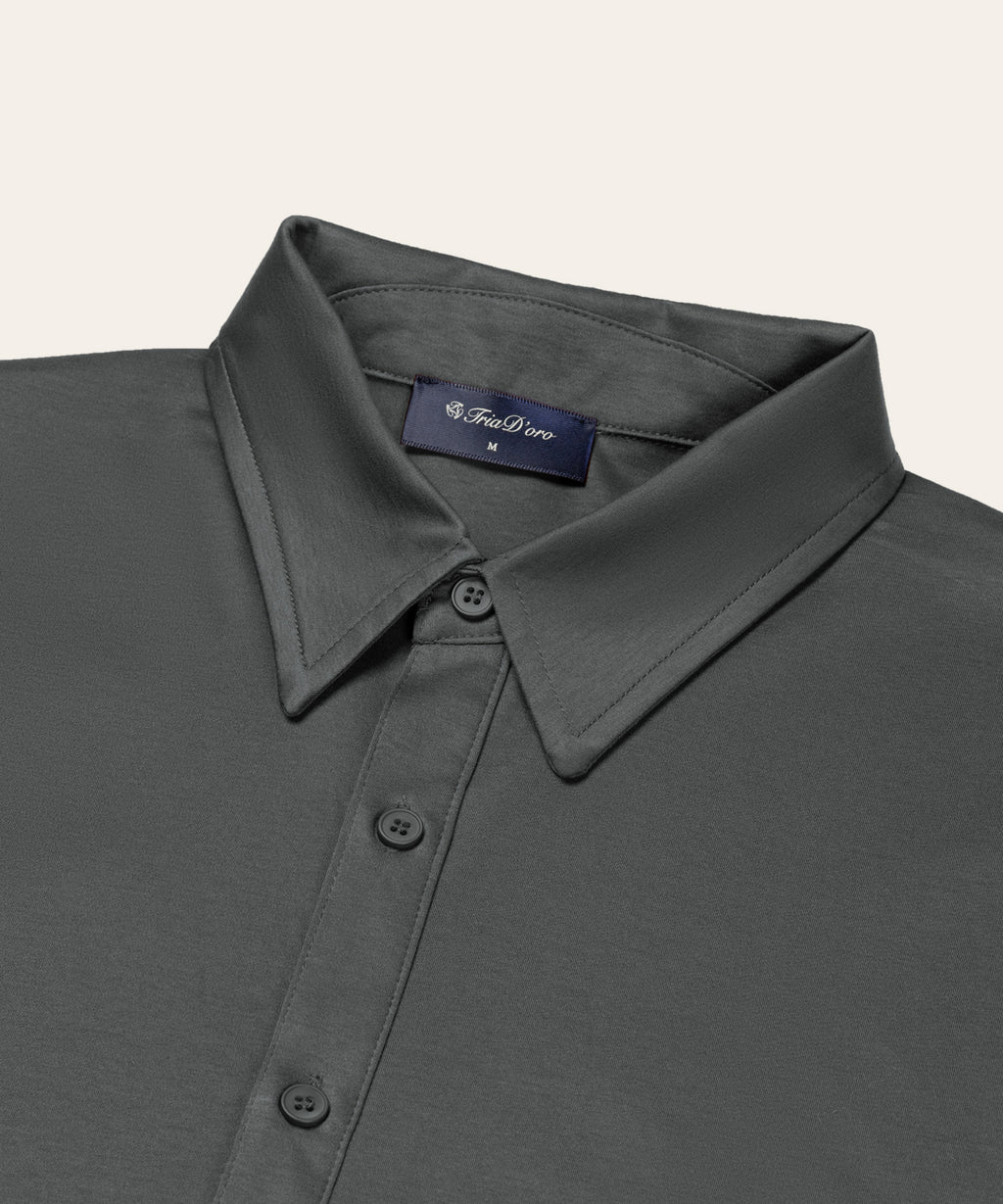 Buttoned Longsleeve Polo | Slate Grey