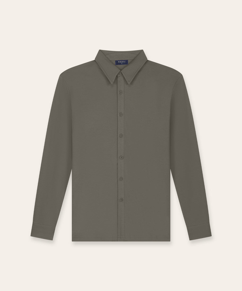 Buttoned Longsleeve Polo | TaupeNew