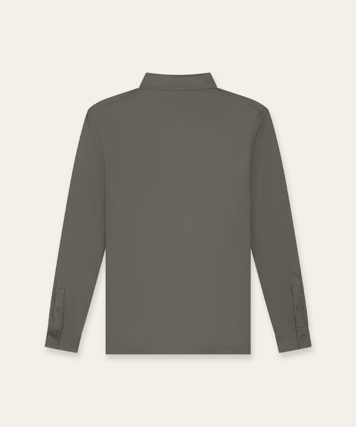 Buttoned Longsleeve Polo | TaupeNew