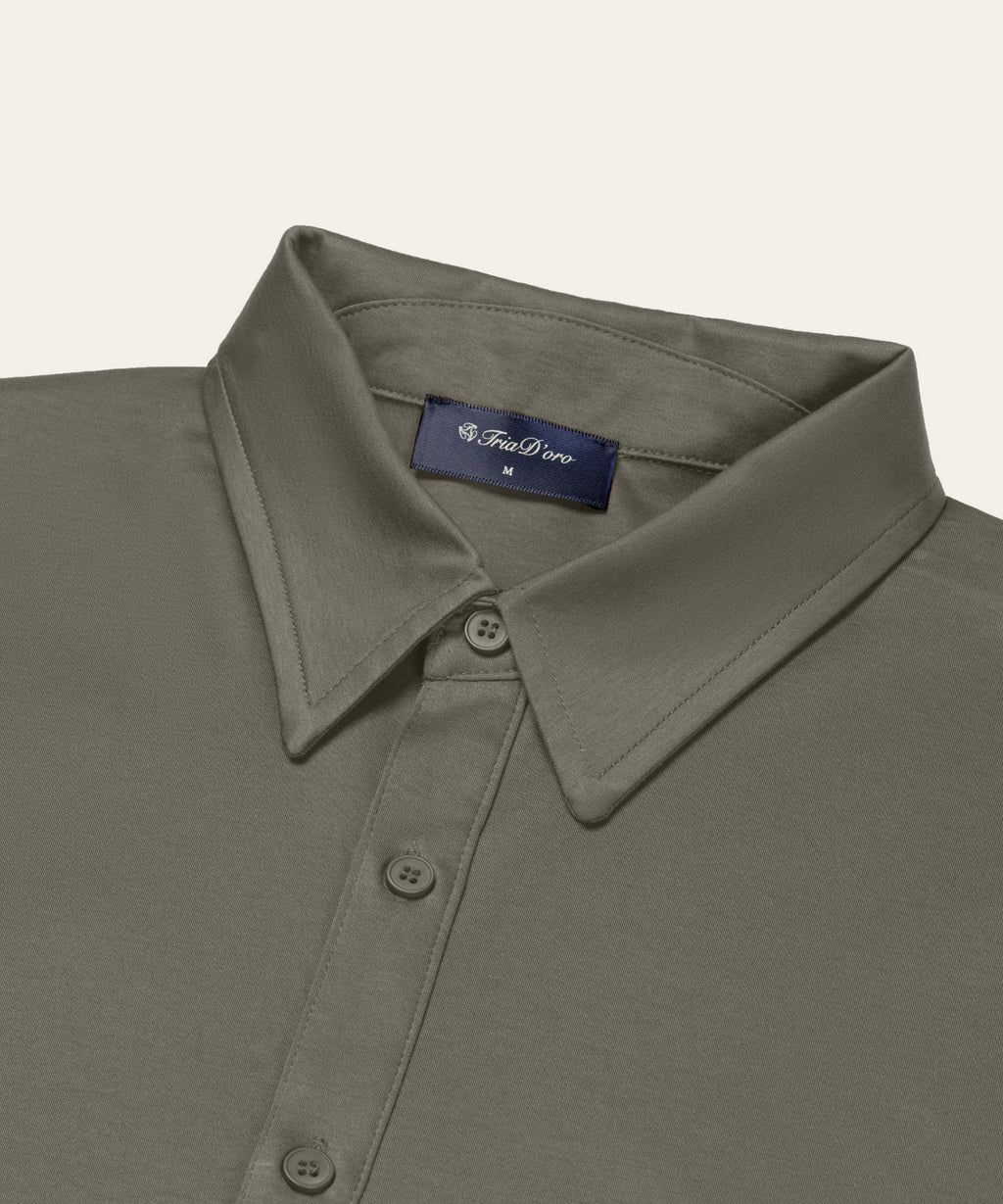 Buttoned Longsleeve Polo | TaupeNew