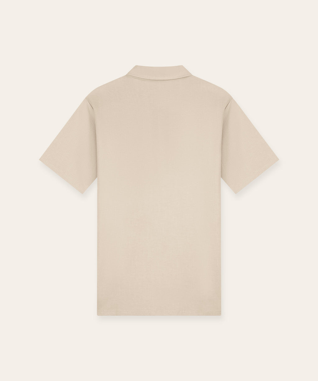 Riviera Buttoned Polo | Beige