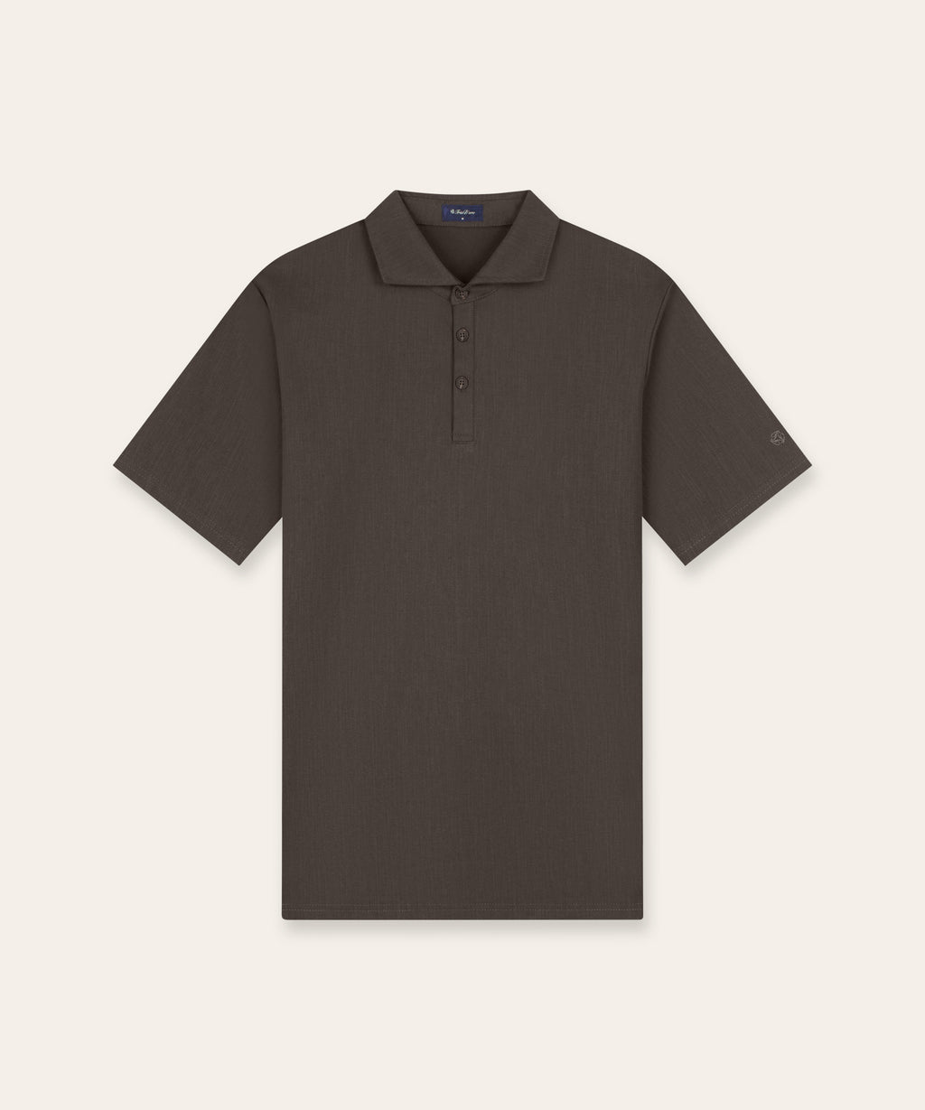 Riviera Buttoned Polo | Brown