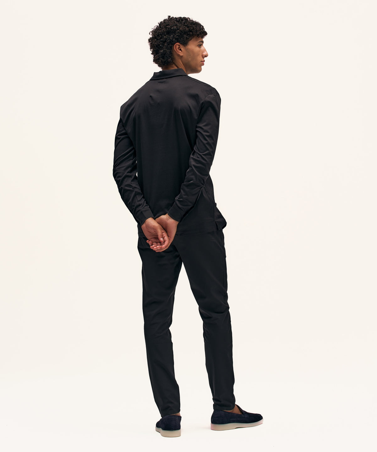Buttoned Longsleeve Polo | Black