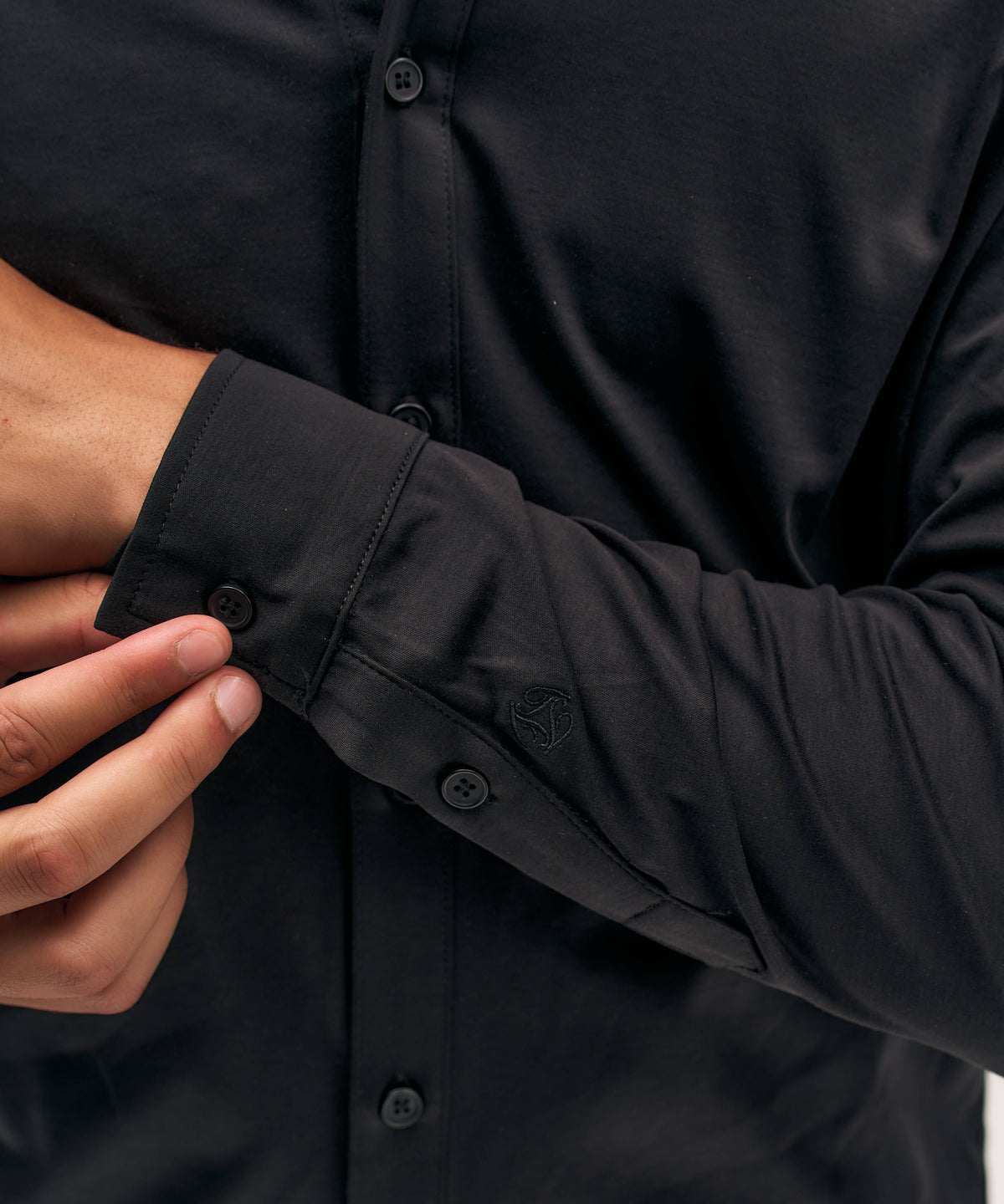 Buttoned Longsleeve Polo | Black