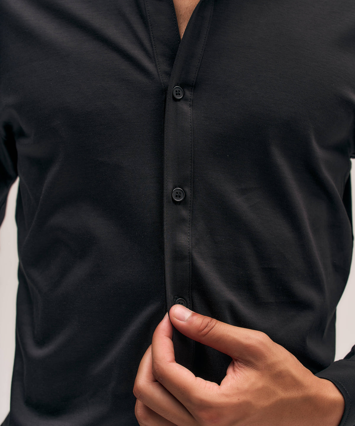 Buttoned Longsleeve Polo | Black