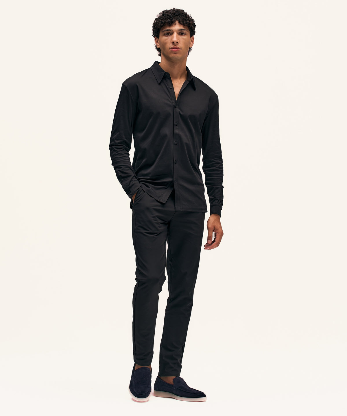 Buttoned Longsleeve Polo | Black