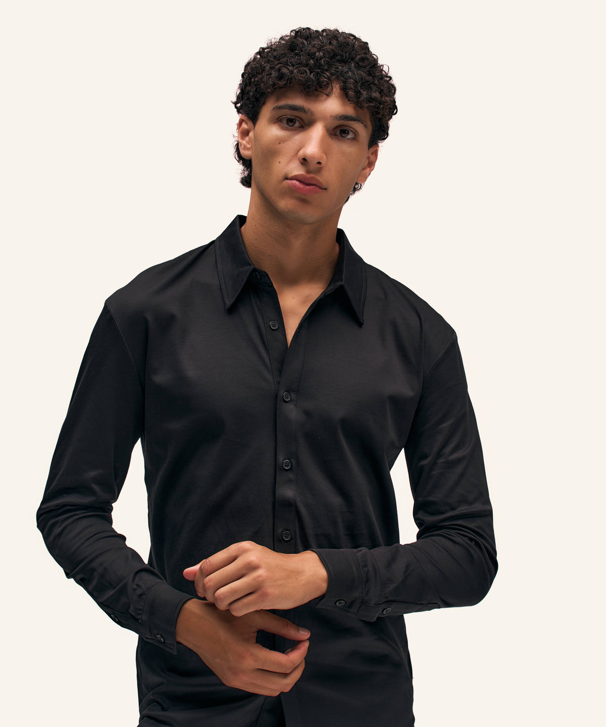 Buttoned Longsleeve Polo | Black
