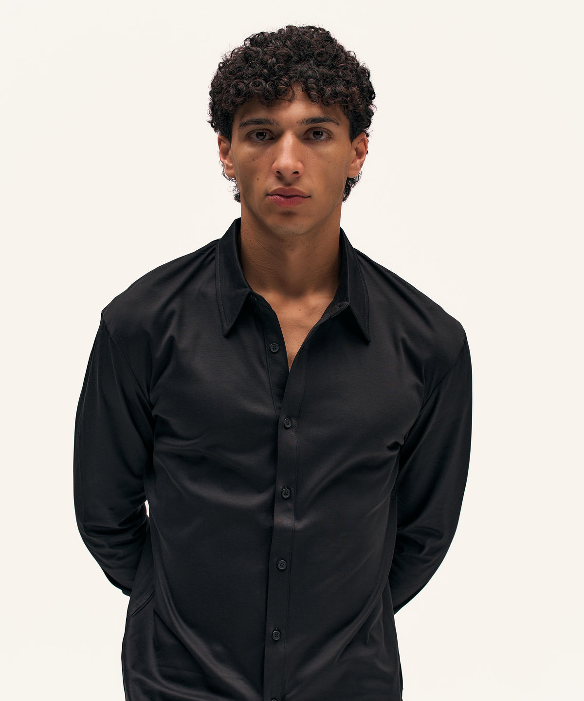 Buttoned Longsleeve Polo | Black