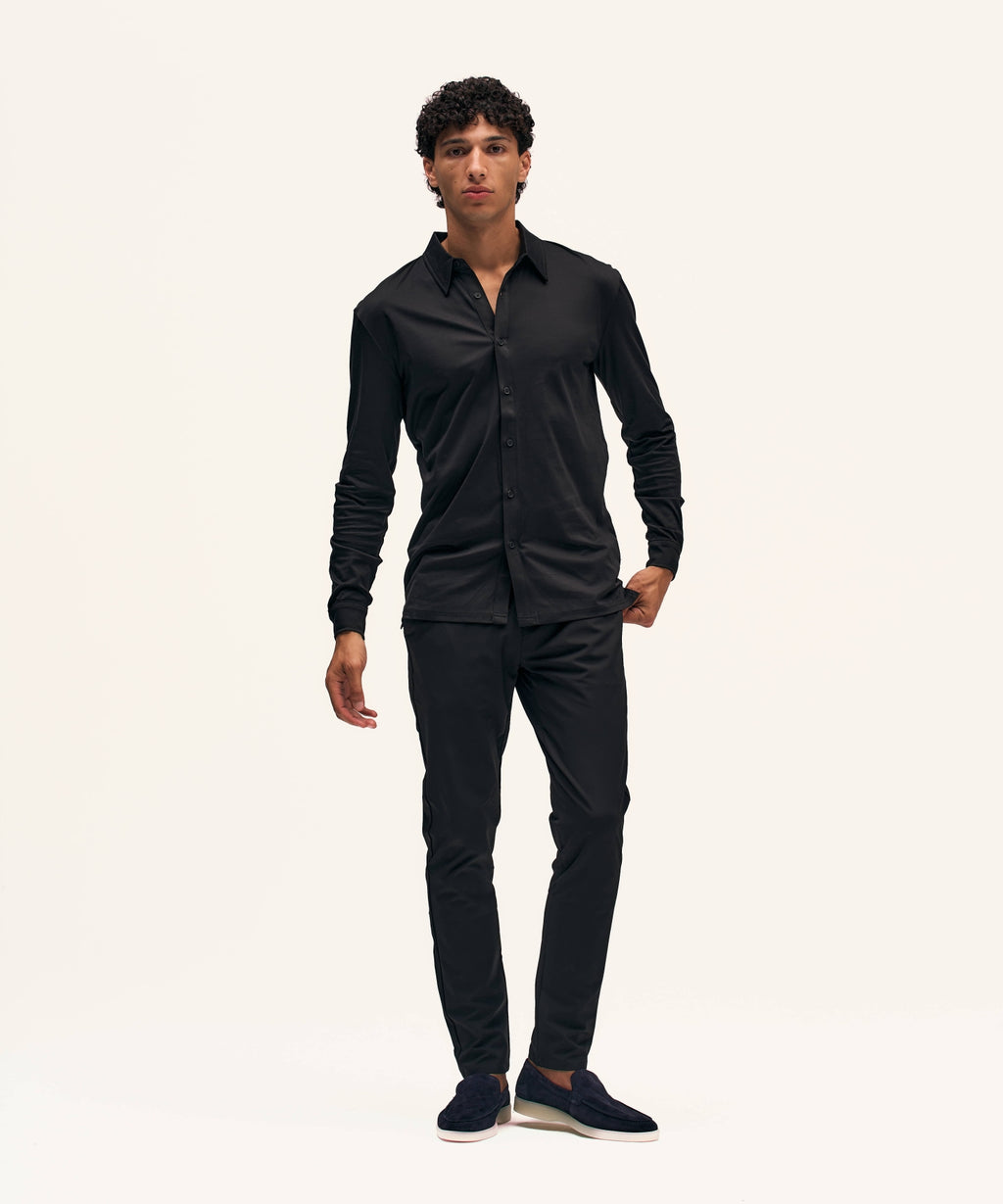 Buttoned Longsleeve Polo | Black