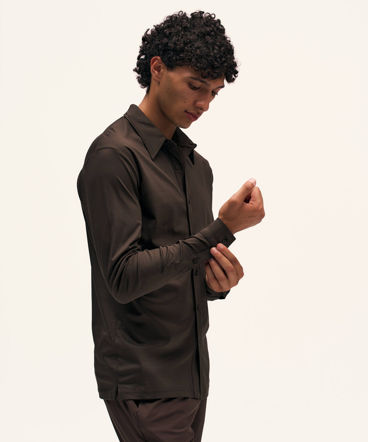 Buttoned Longsleeve Polo | Brown