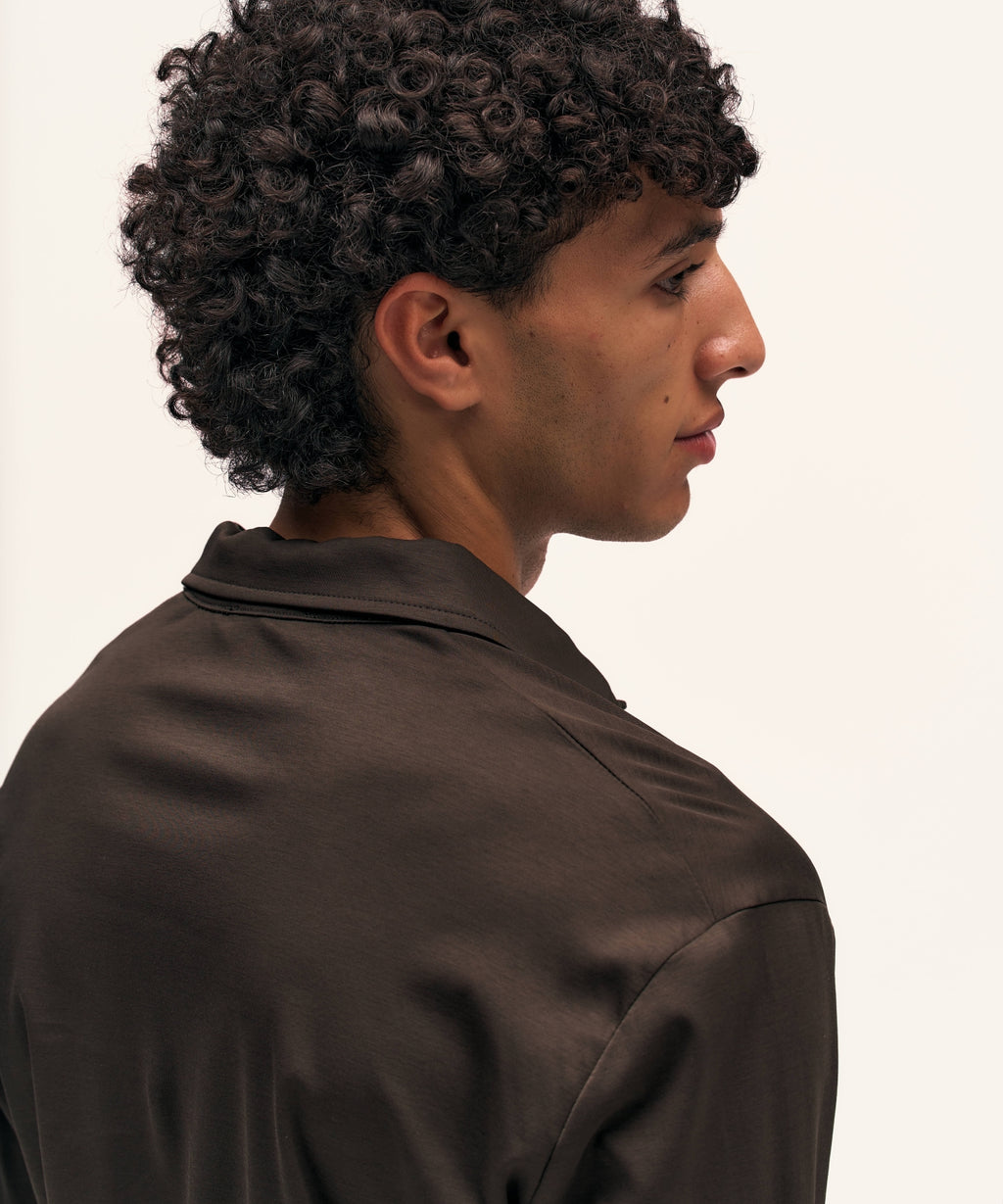 Buttoned Longsleeve Polo | Brown