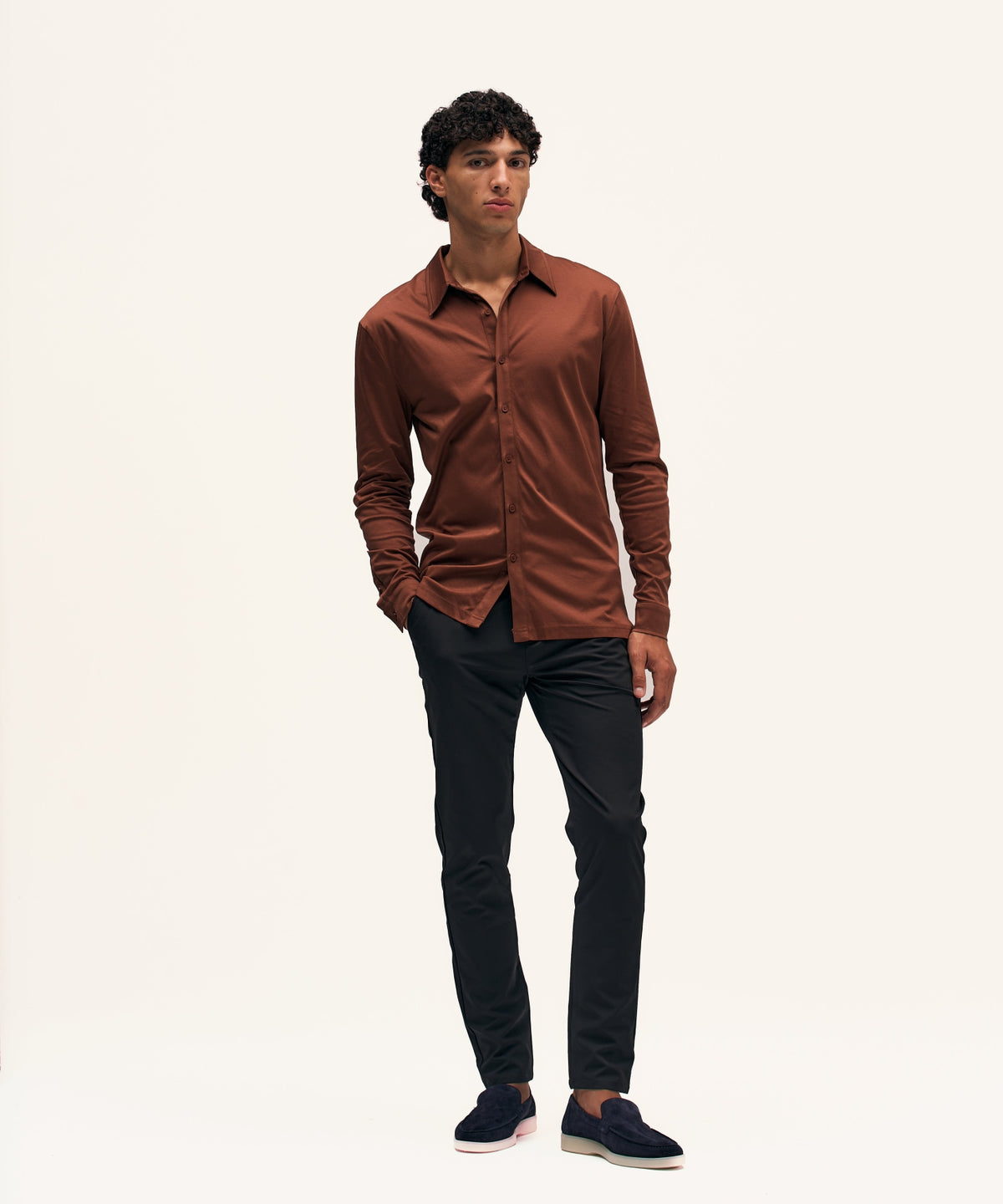 Buttoned Longsleeve Polo | Copper