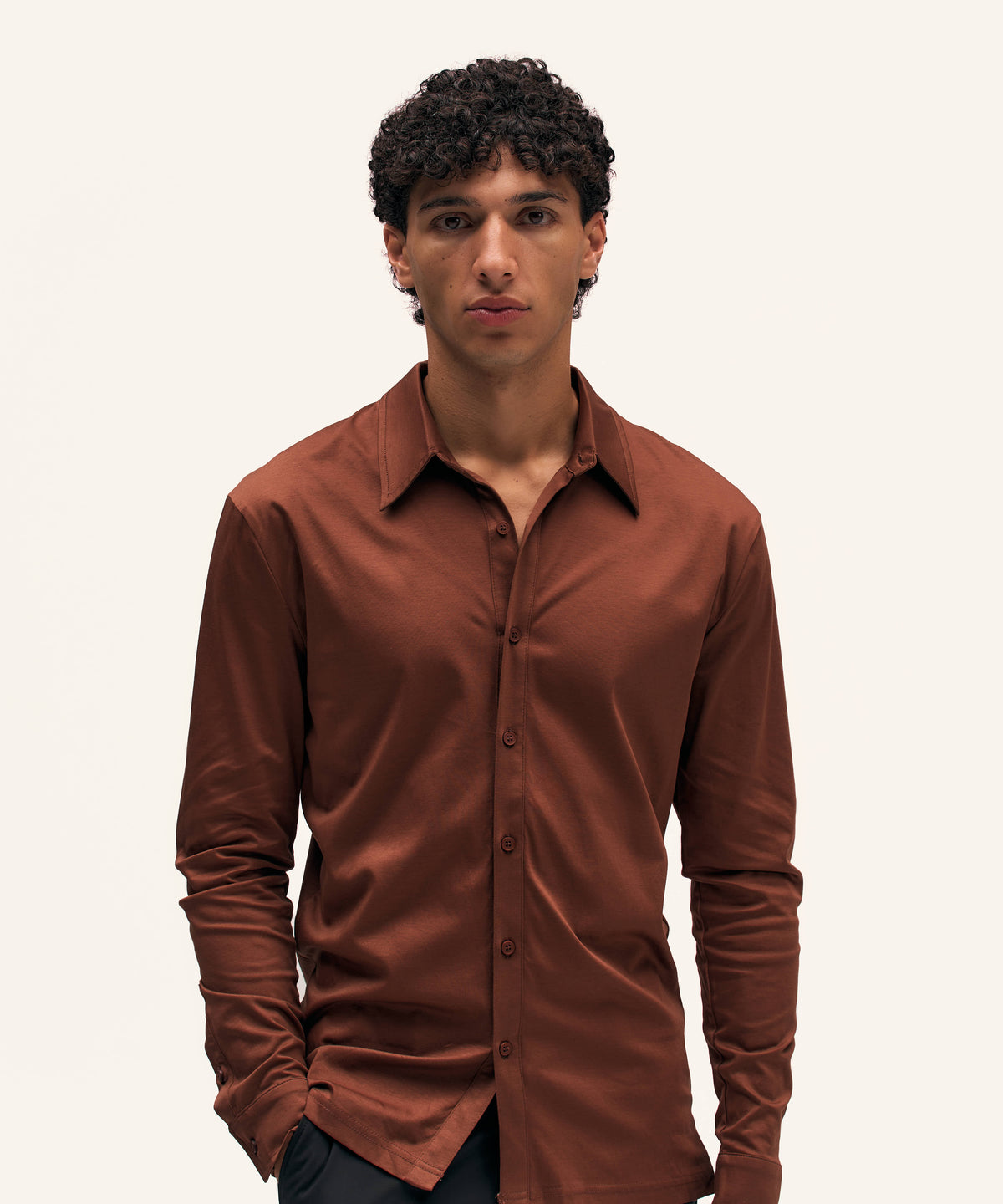 Buttoned Longsleeve Polo | Copper
