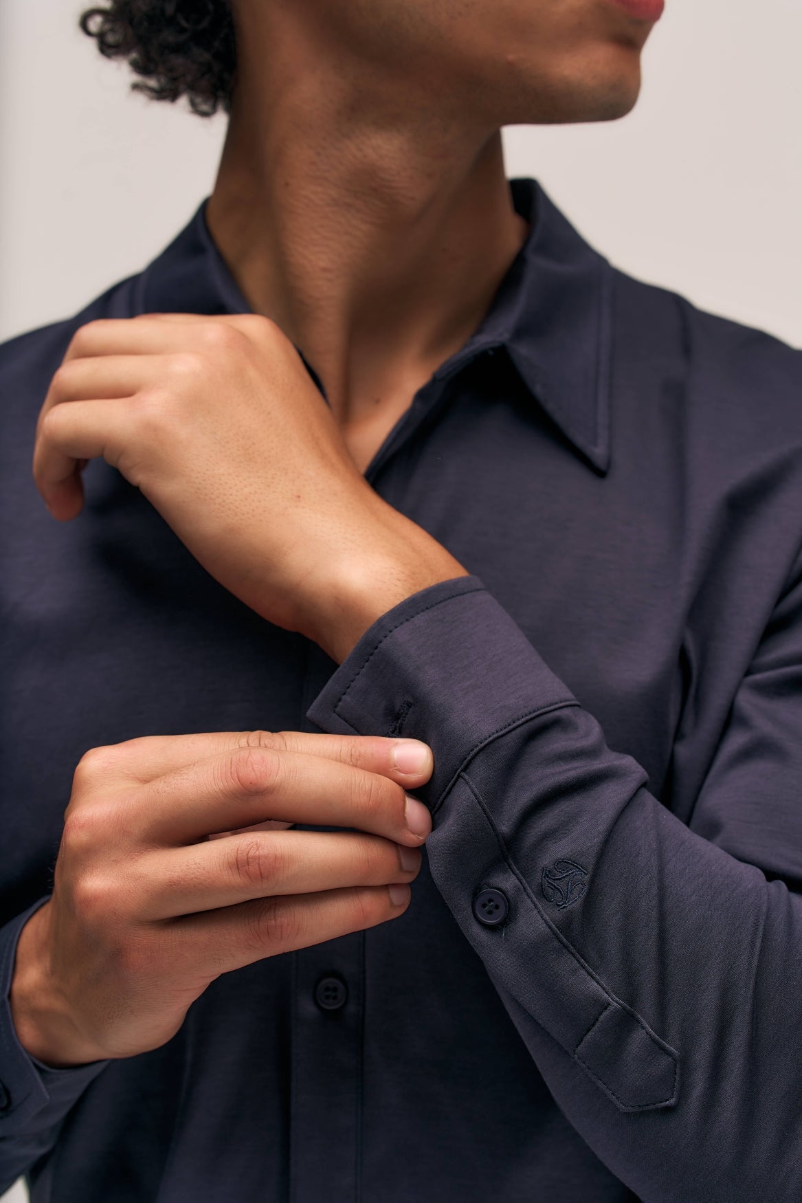 Buttoned Longsleeve Polo | Navy