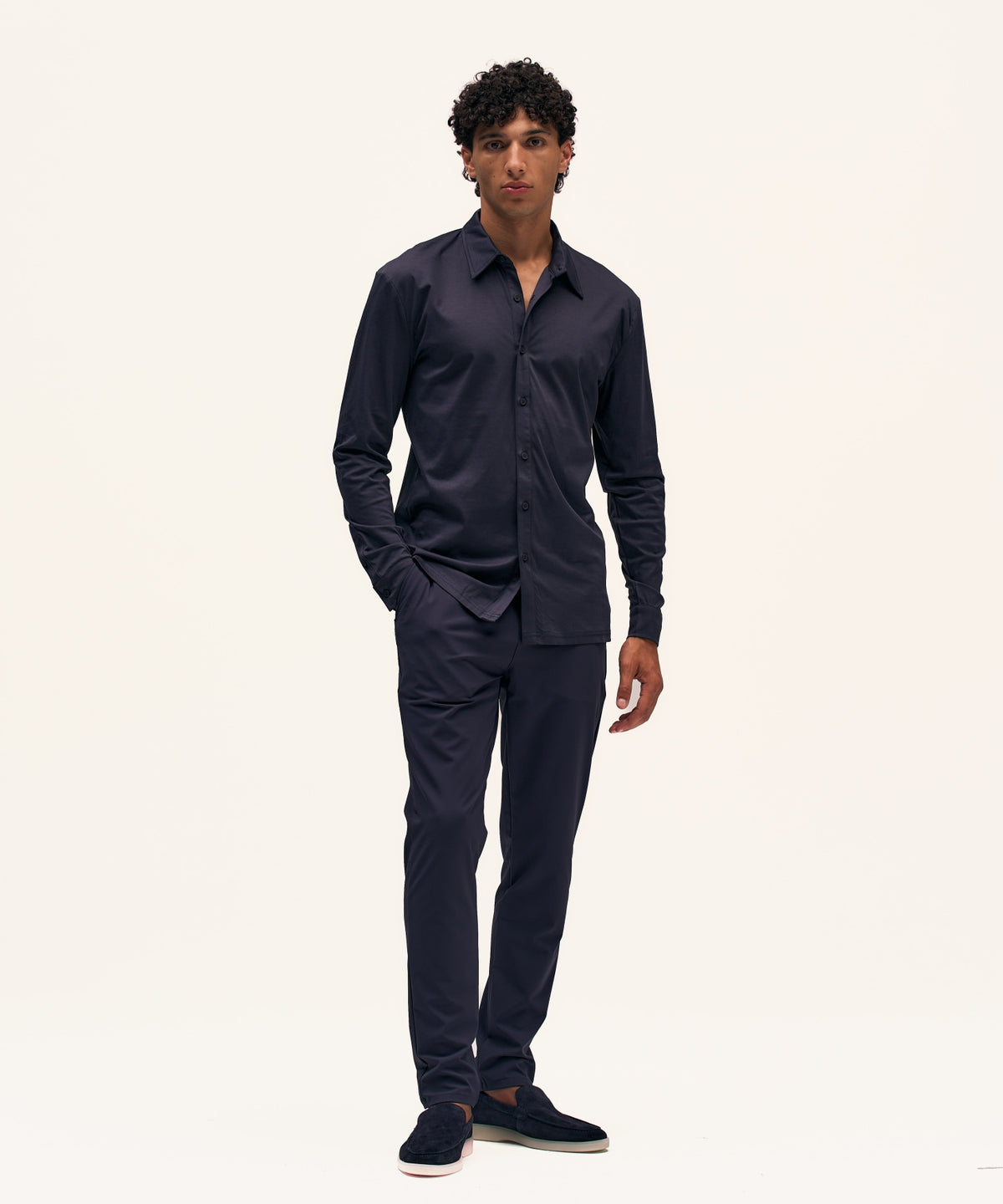 Buttoned Longsleeve Polo | Navy