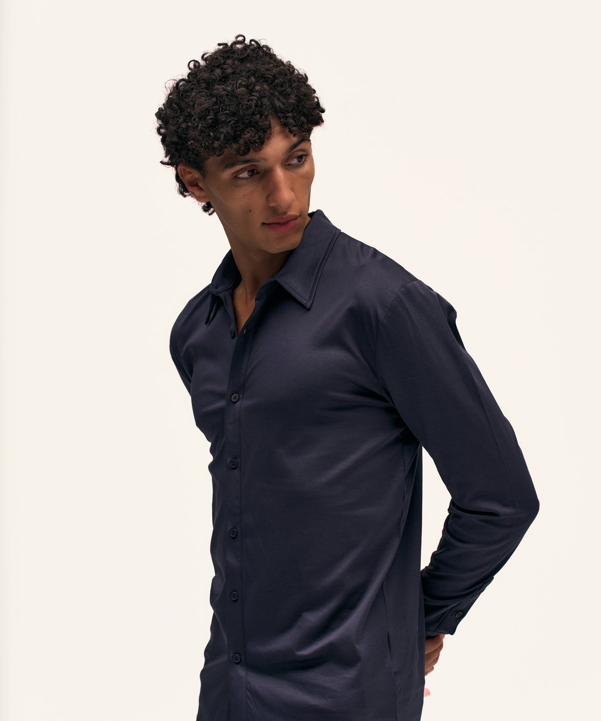 Buttoned Longsleeve Polo | Navy
