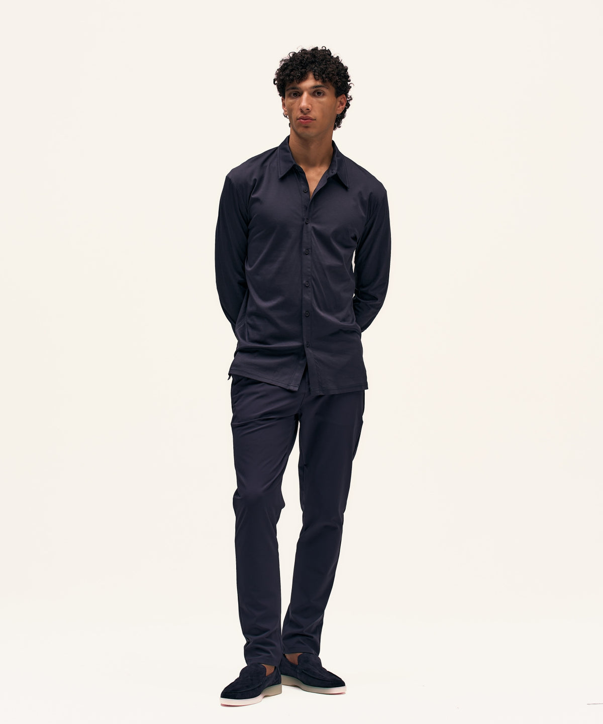 Buttoned Longsleeve Polo | Navy