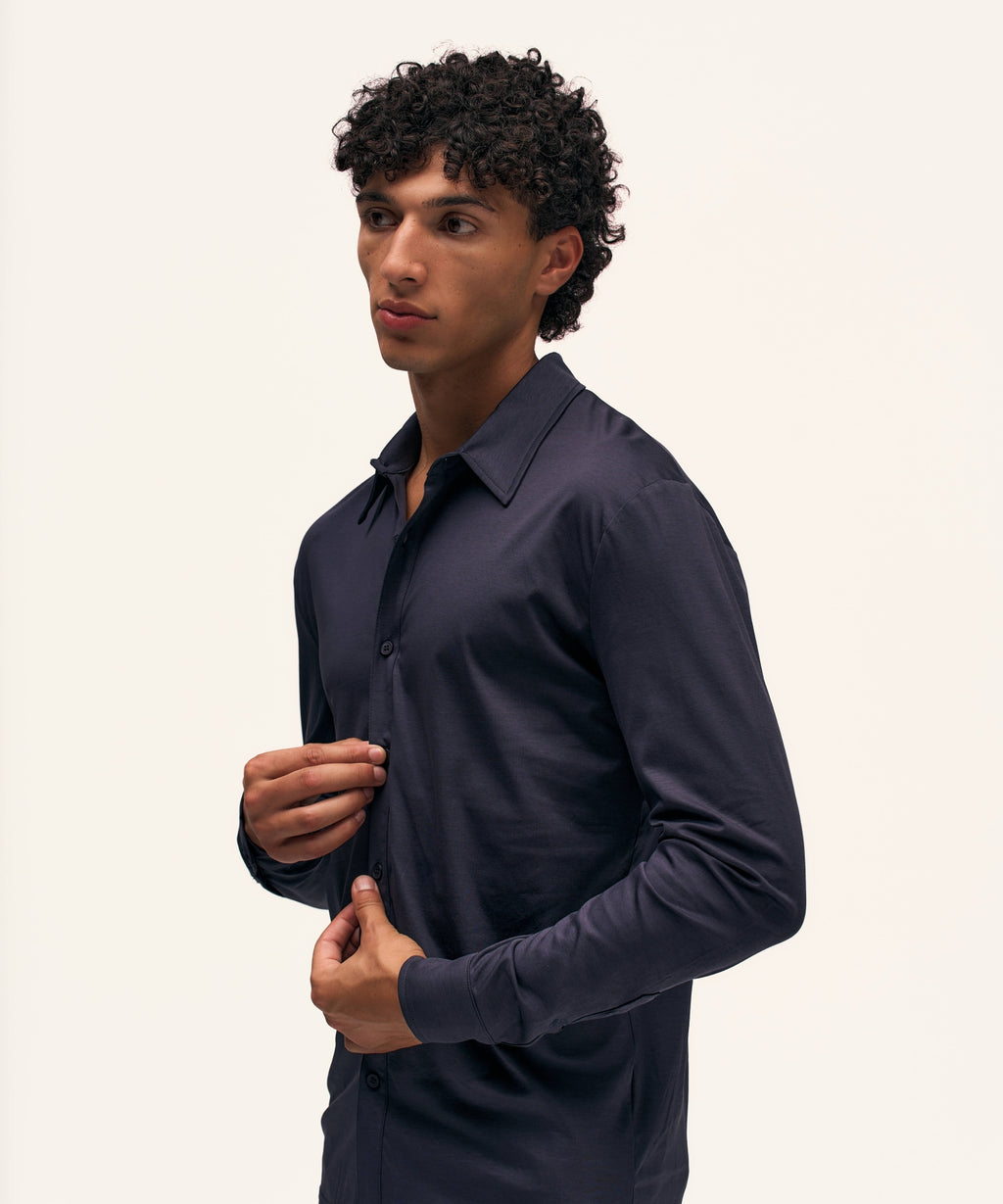 Buttoned Longsleeve Polo | Navy