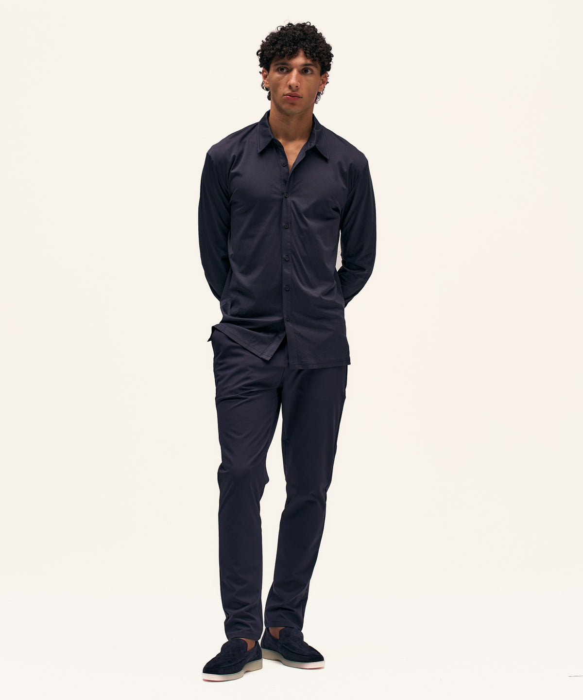 Buttoned Longsleeve Polo | Navy