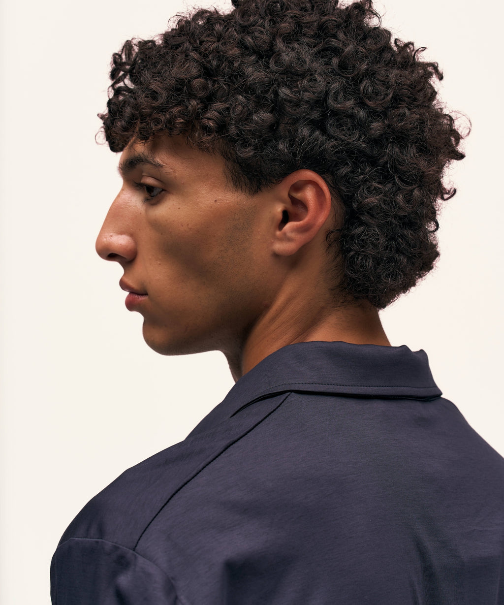 Buttoned Longsleeve Polo | Navy