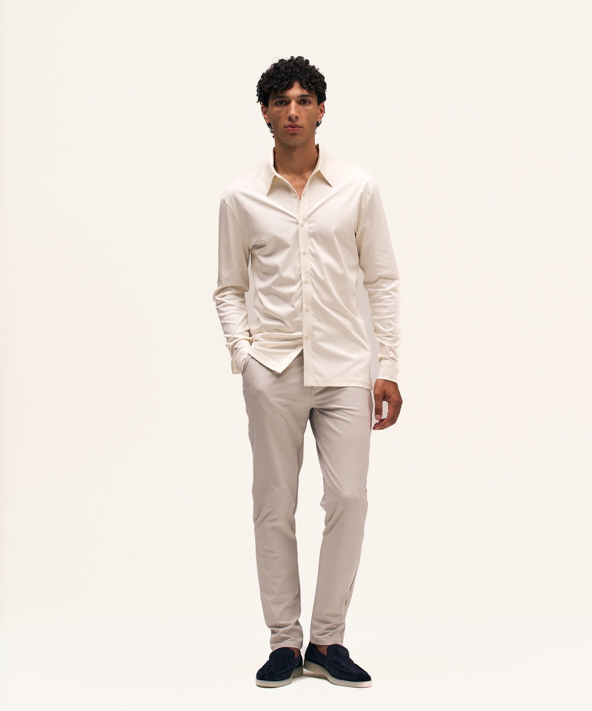 Buttoned Longsleeve Polo | Off-White