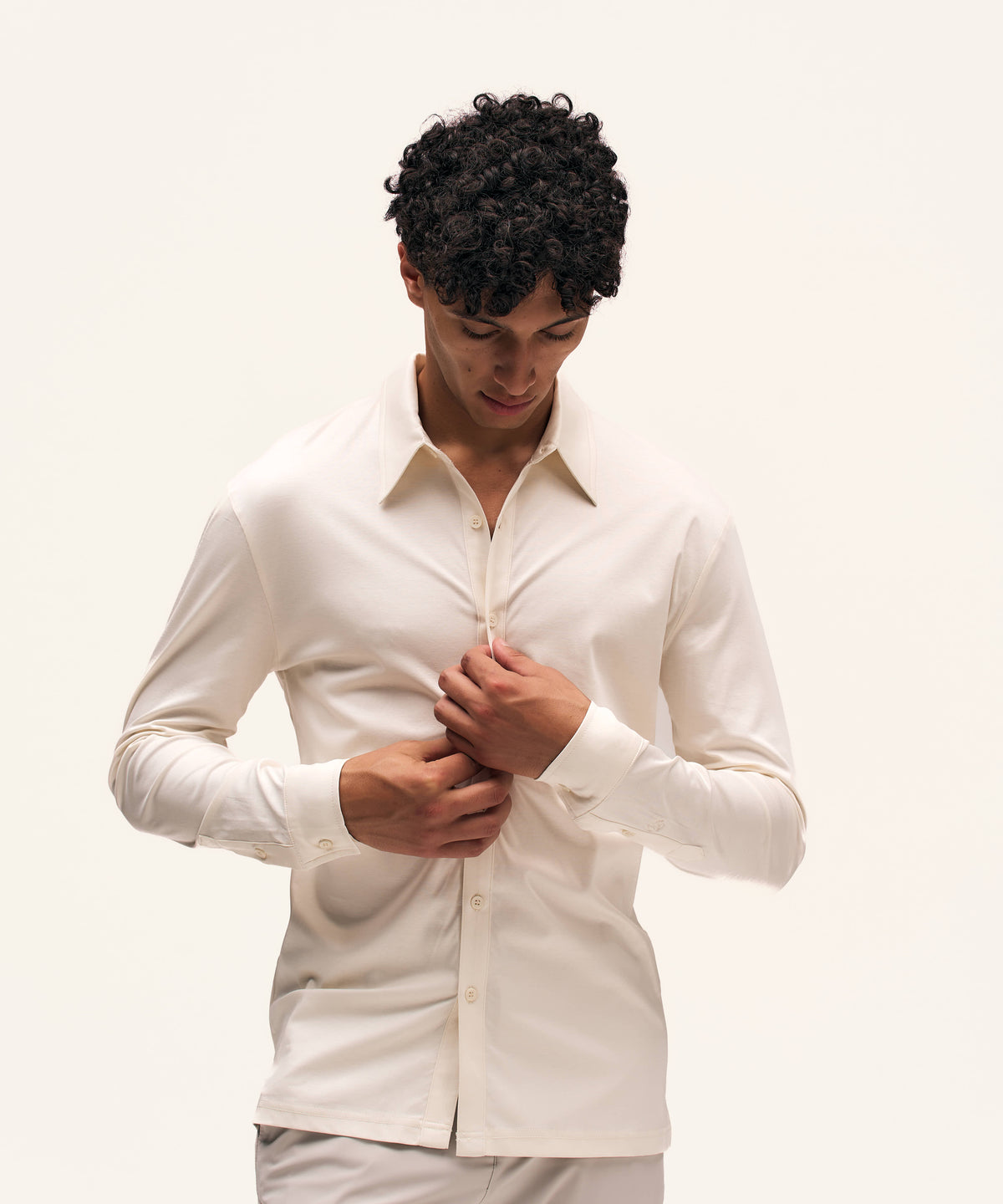 Buttoned Longsleeve Polo | Off-White