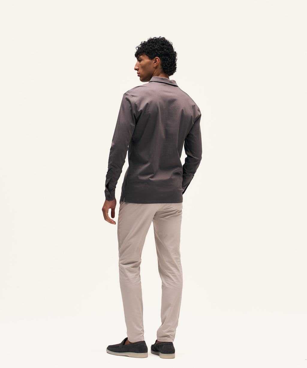 Buttoned Longsleeve Polo | Slate Grey