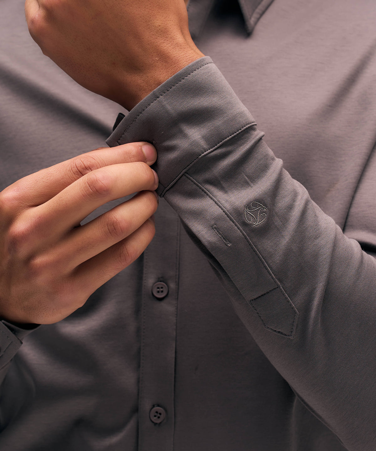 Buttoned Longsleeve Polo | Slate Grey
