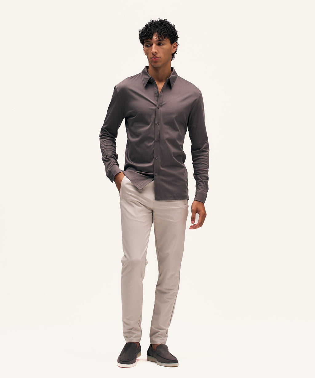 Buttoned Longsleeve Polo | Slate Grey