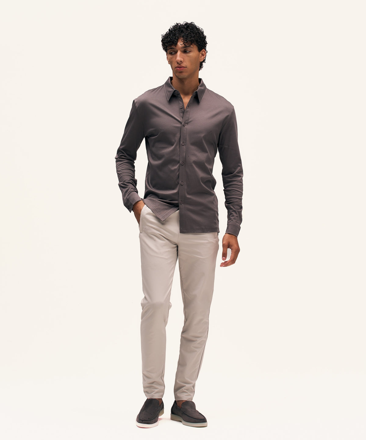 Buttoned Longsleeve Polo | Slate Grey