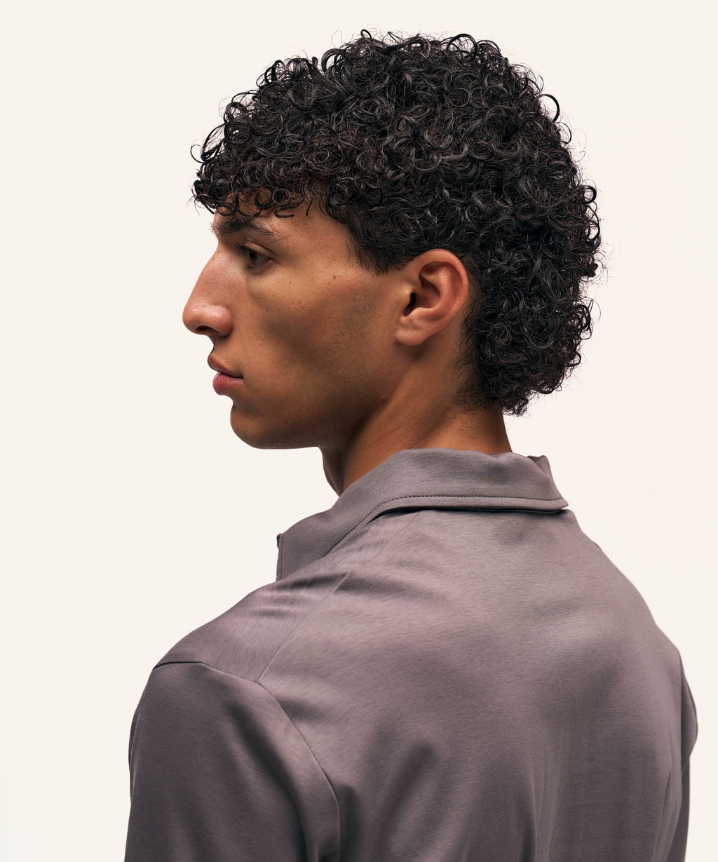 Buttoned Longsleeve Polo | Slate Grey
