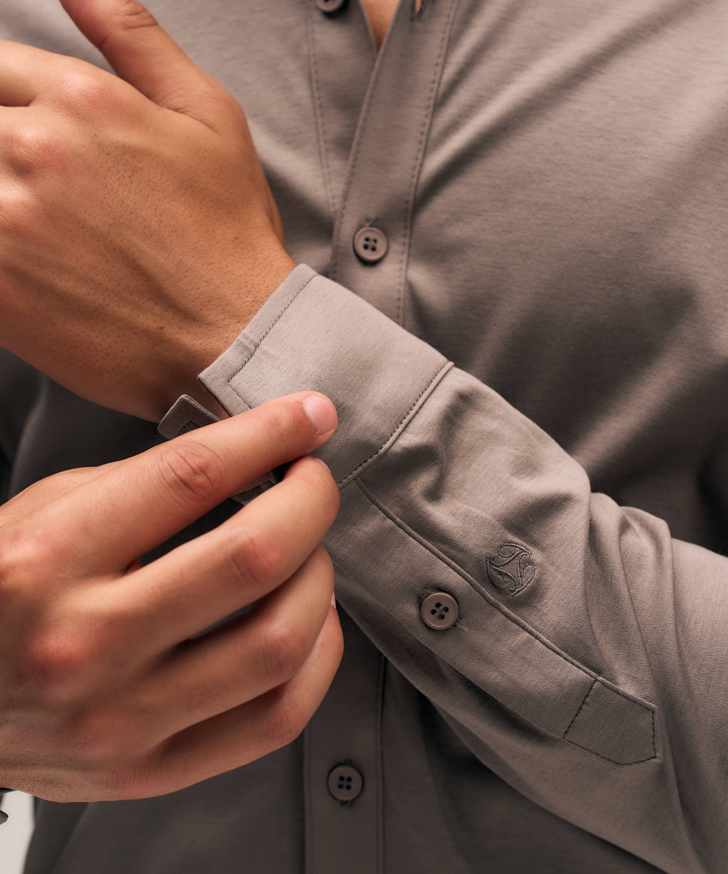 Buttoned Longsleeve Polo | TaupeNew