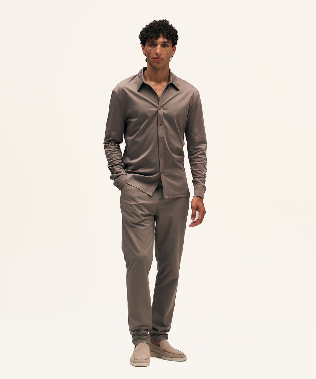 Buttoned Longsleeve Polo | TaupeNew