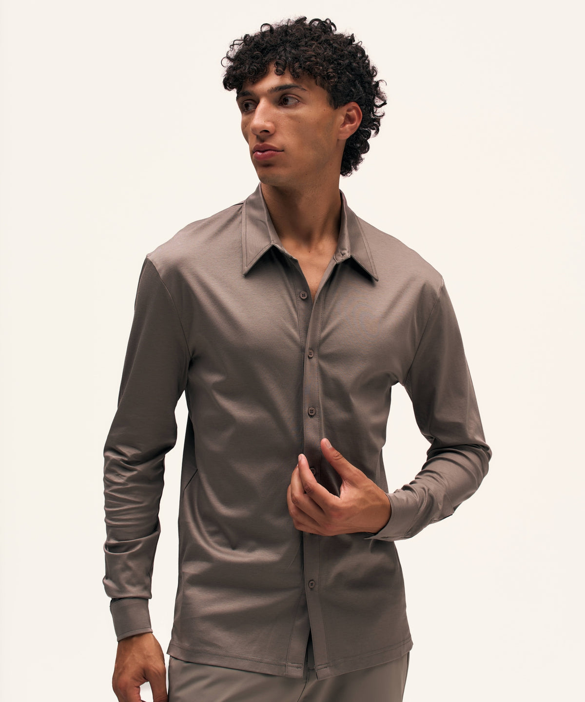 Buttoned Longsleeve Polo | TaupeNew