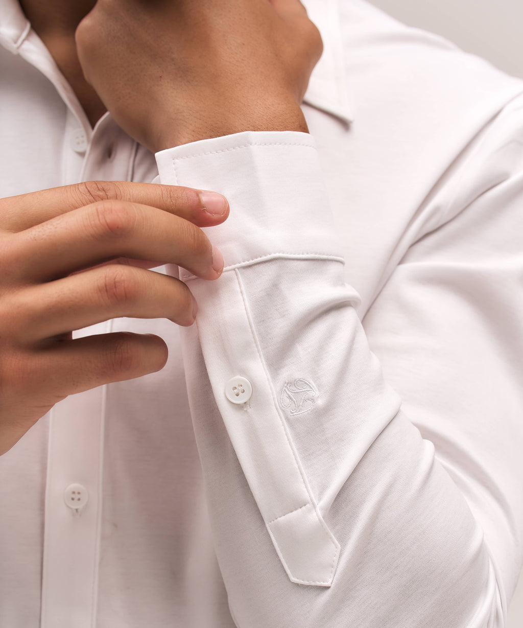 Buttoned Longsleeve Polo | White
