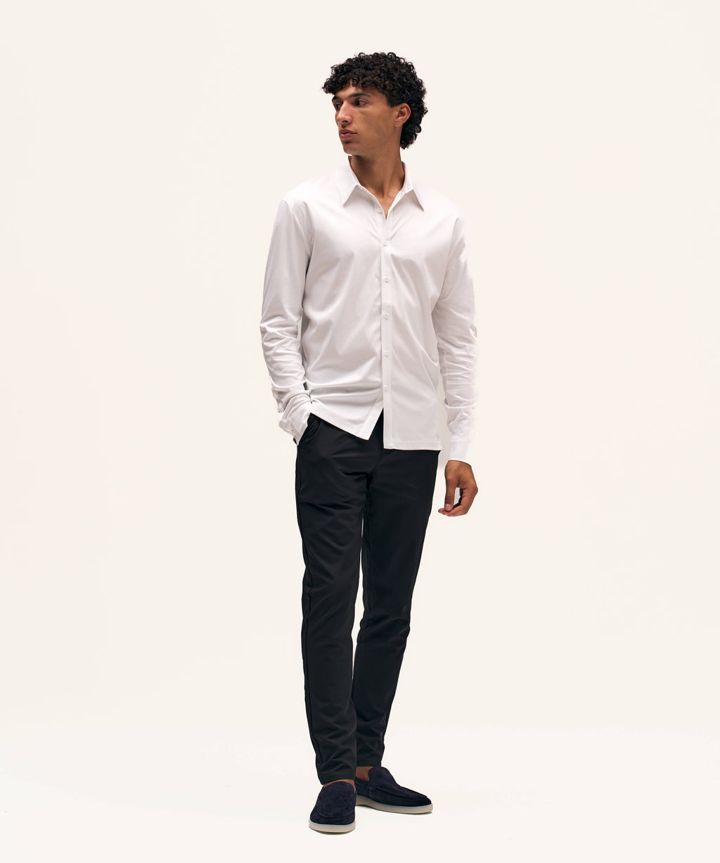 Buttoned Longsleeve Polo | White