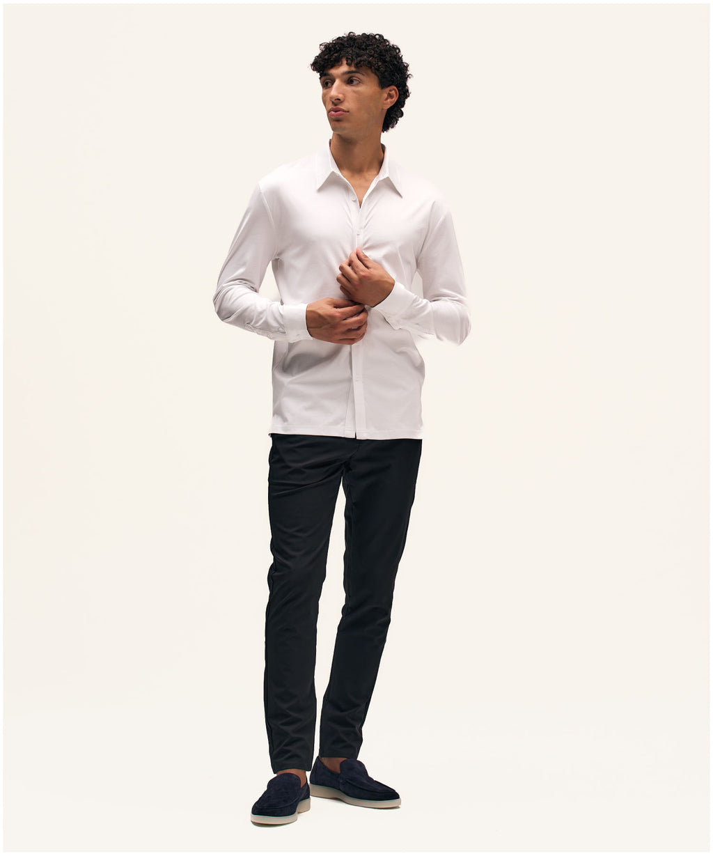Buttoned Longsleeve Polo | White