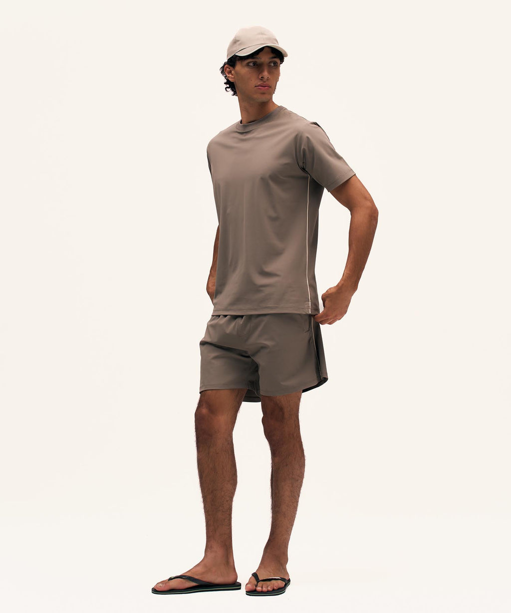 Travel Swimshort Piped | Taupe