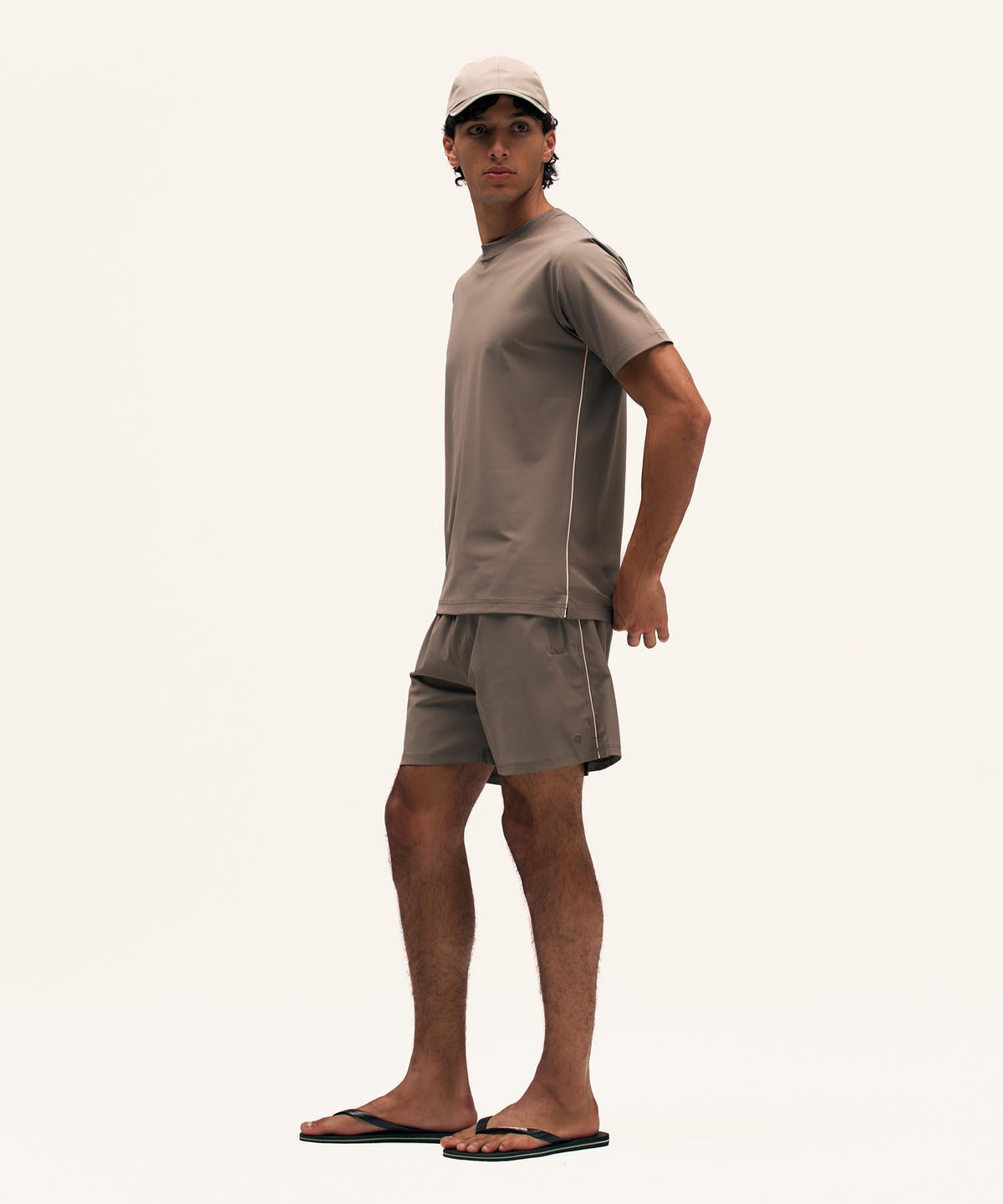 Travel Swimshort Piped | Taupe